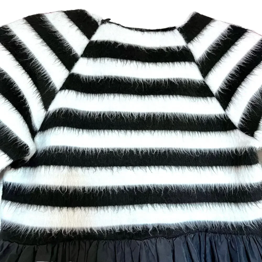 MummyMoon girls designer two tone striped warm long sleeve dress size 10